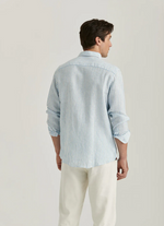 Skjorte - Douglas Linen Stripe Shirt Classic Fit Blue