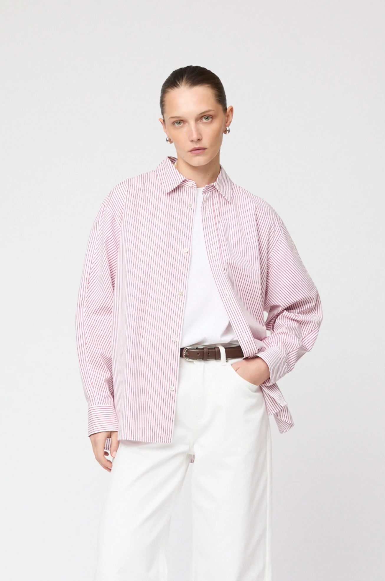 Skjorte - Coastal Shirt White Red Pinstripe