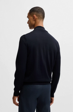 Genser - Ebenji Regular Fit Zip Neck Sweater Dark Blue