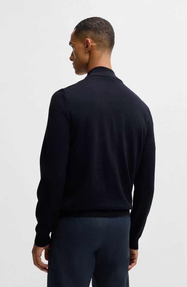 Genser - Ebenji Regular Fit Zip Neck Sweater Dark Blue