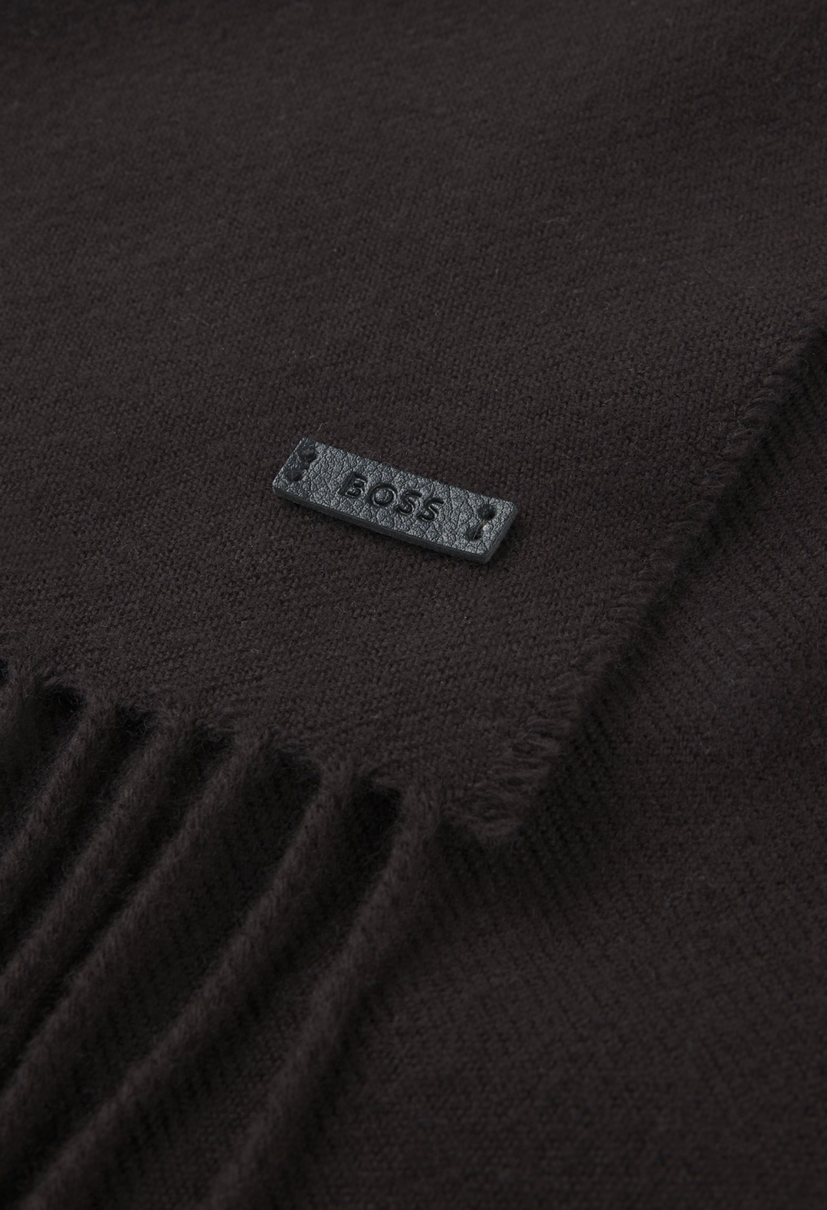 Skjerf - Italian Made Scarf In Wool With Logo Patch Dark Brown