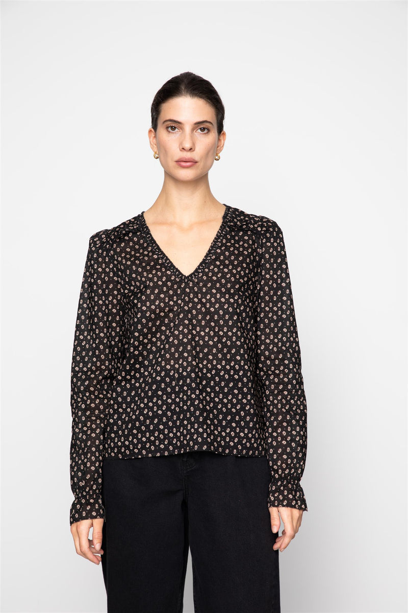 Bluse - Dune Blouse Taupe Flower Print