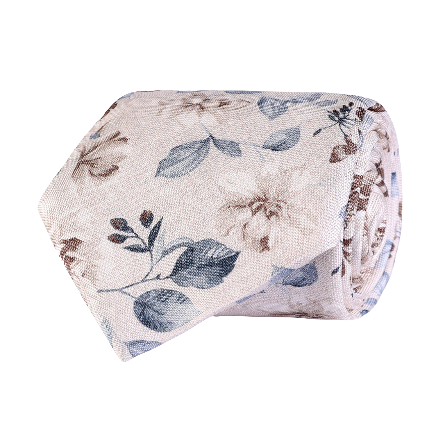 Slips - Classic Tie Cream Melange Flower Oxford Panama