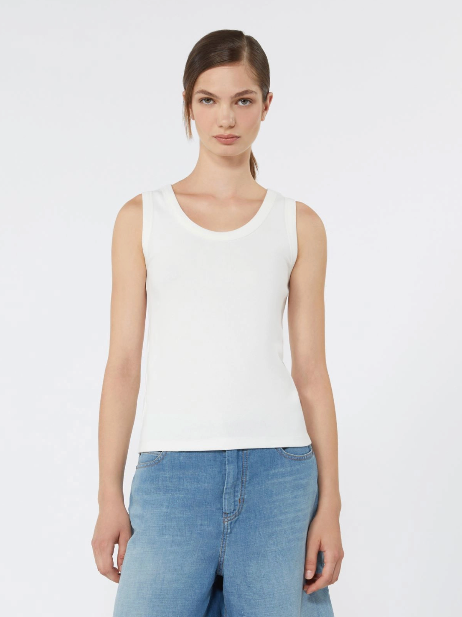 Singlet - Stretch Cotton Top  white
