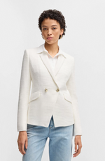 Blazer - Jatawa Slim-Fit Blazer Cotton-Blend Tweed Open White