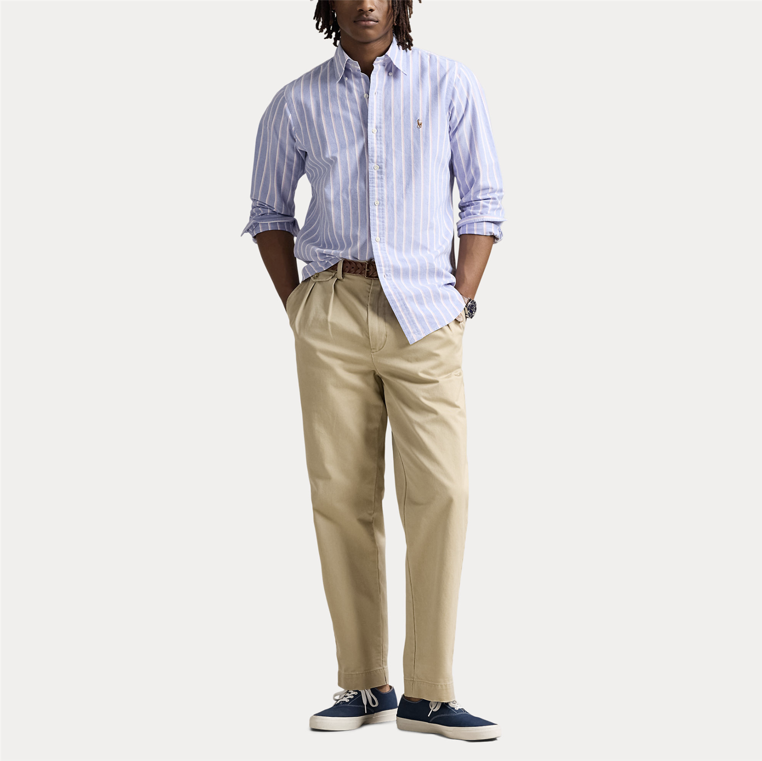 Skjorte - Custom Fit Striped Oxford Shirt Blue/Pink