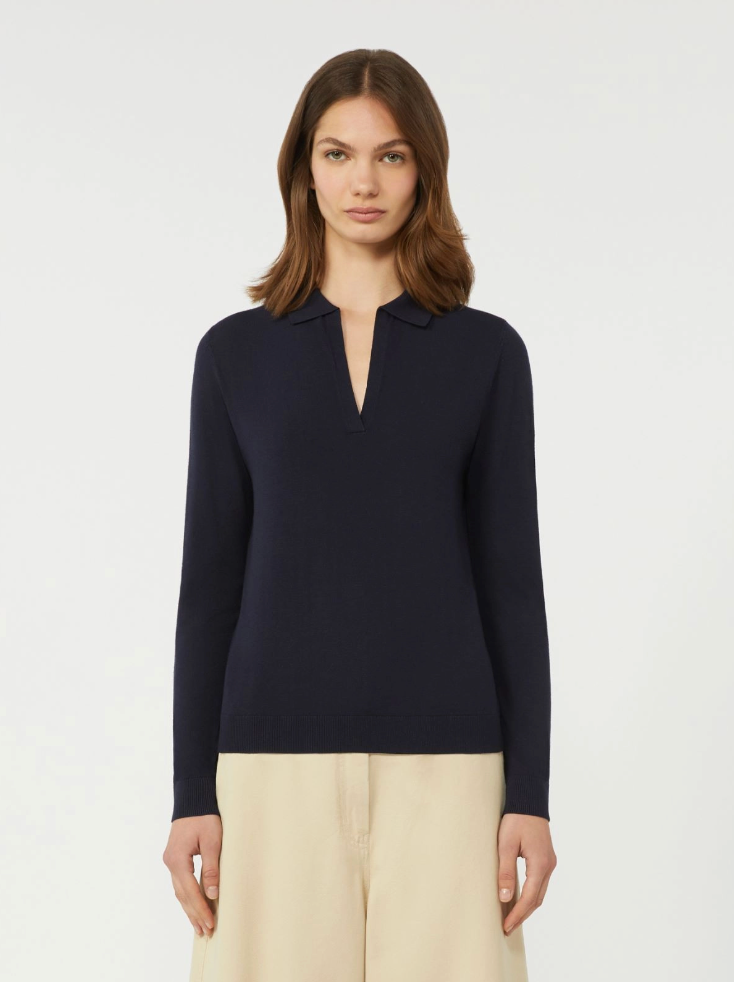 Genser - Viscose Polo-neck Sweater Navy
