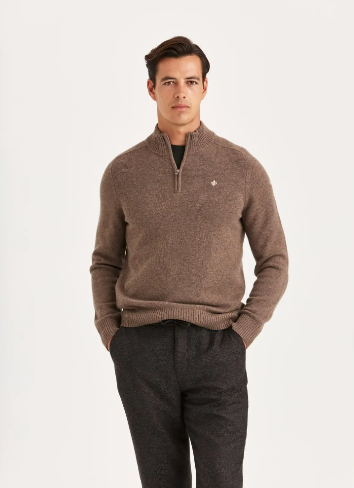 Genser - New Hertford Half Zip Brown