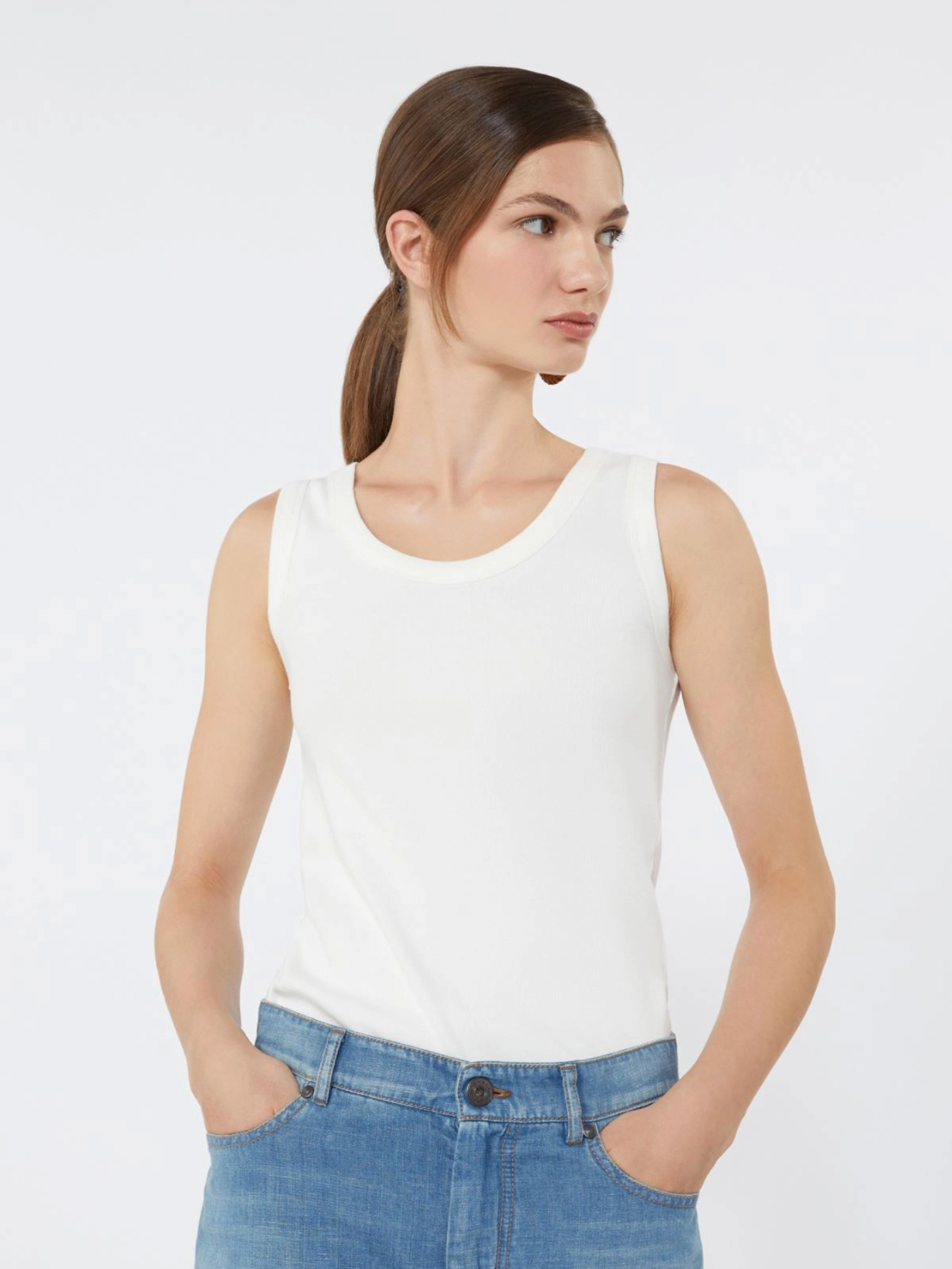 Singlet - Stretch Cotton Top  white