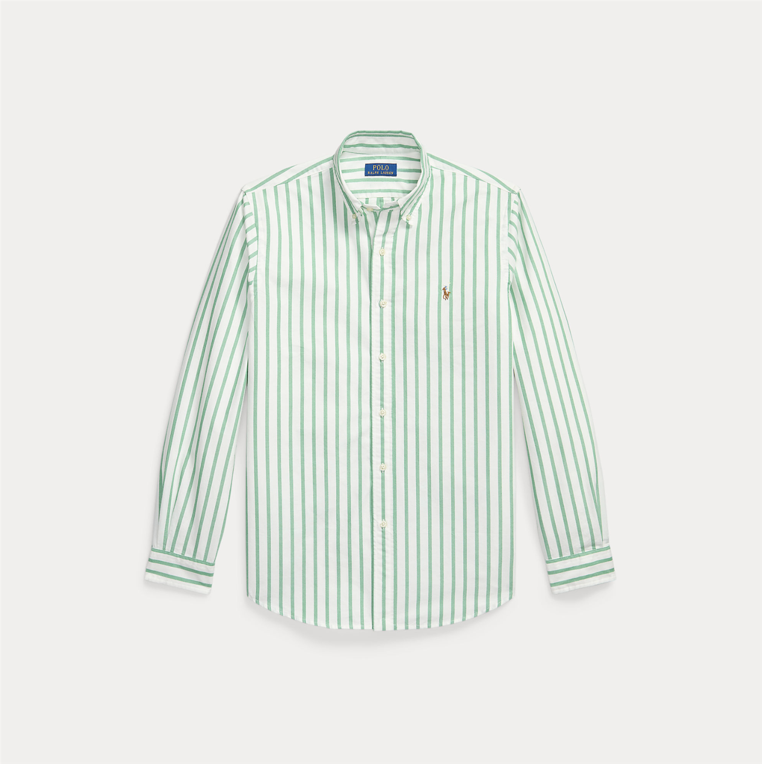 Skjorte - Custom Fit Striped Oxford Shirt Summer Emerald White