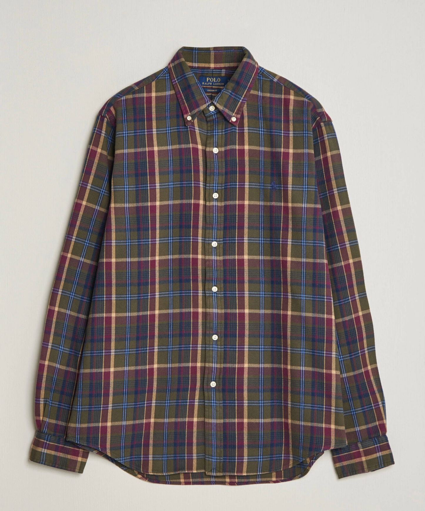 Skjorte - Custom Fit Plaid Flannel Shirt Olive Berry