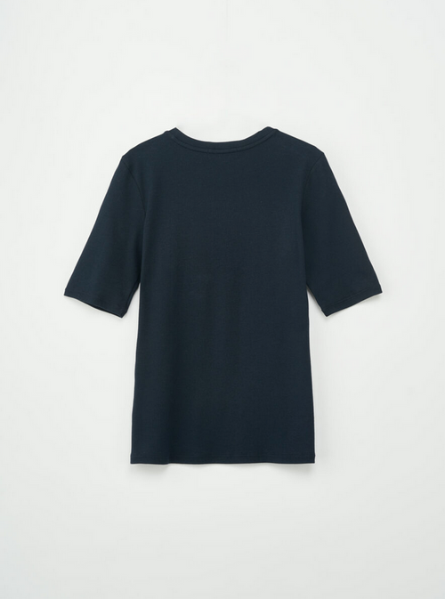 T-Skjorte - Half Sleeve Roundneck Rib Tee Dark Navy