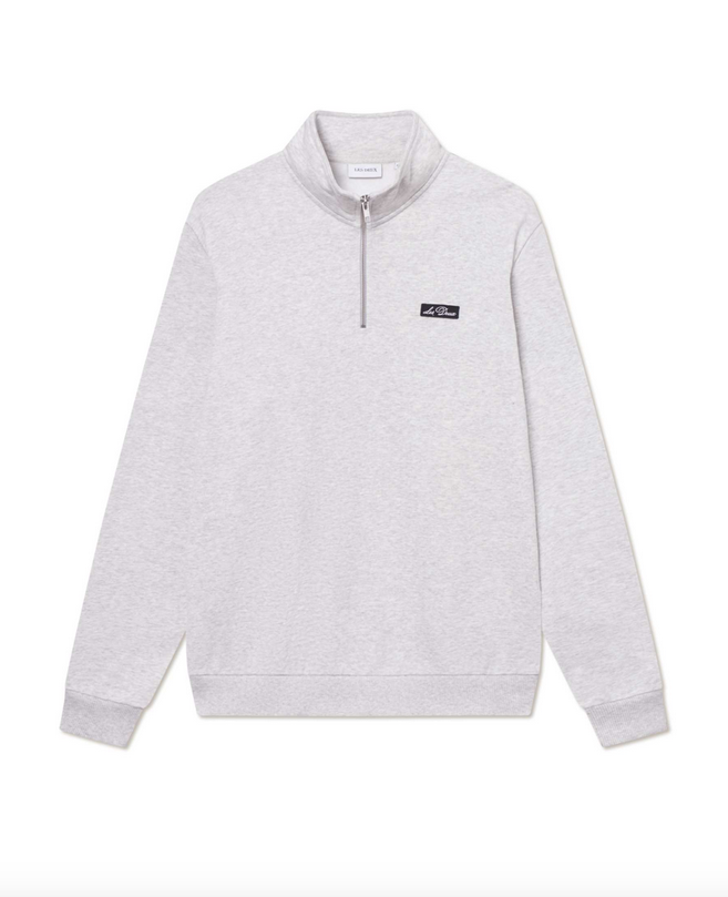 Collegegenser - Patch Half-zip Sweatshirt Snow Melange