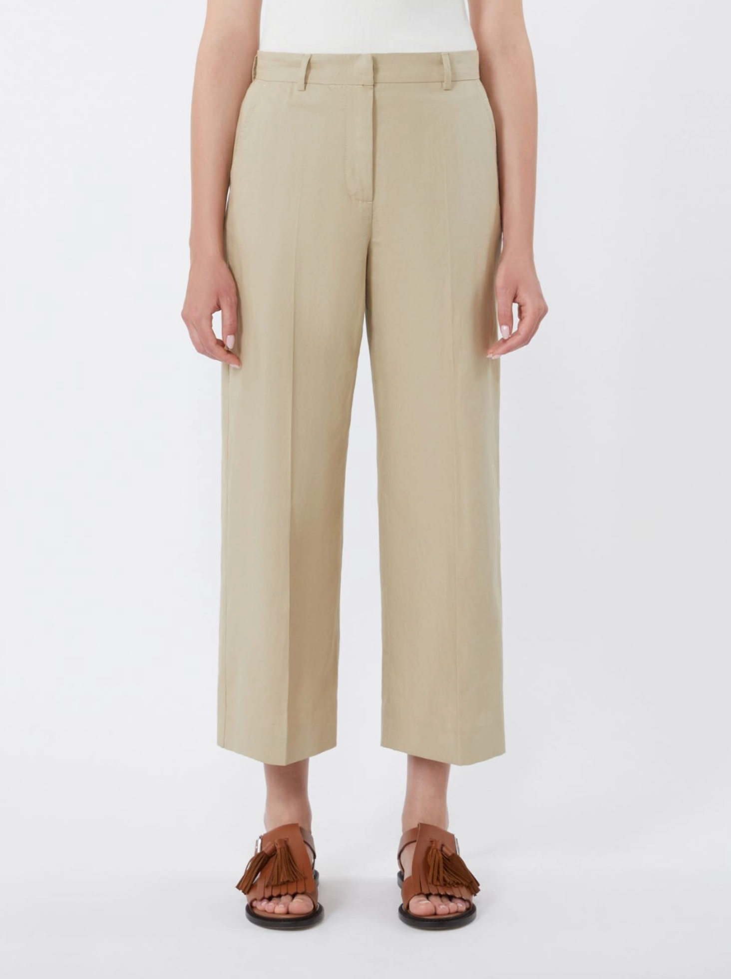 Bukse - Cotton and linen canvas trousers sand