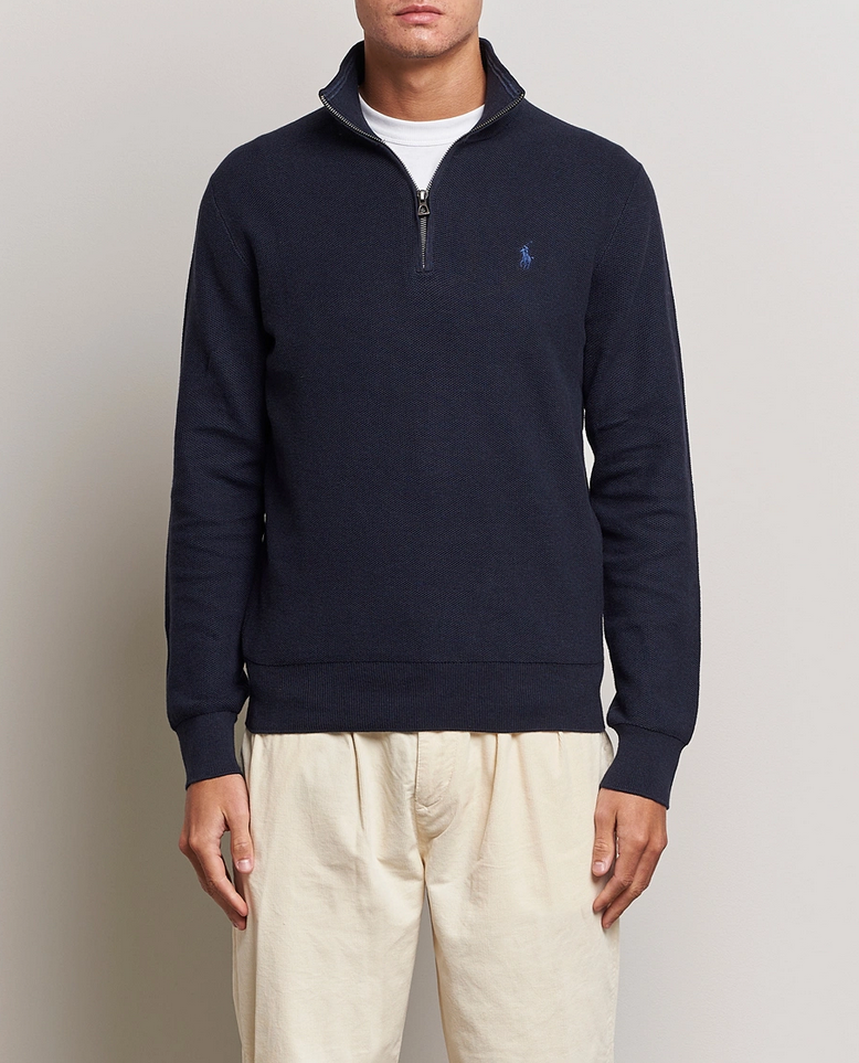 Genser - Textured Half-Zip Navy Heather