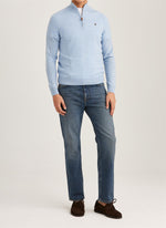 Genser - Merino John Zip Light Blue