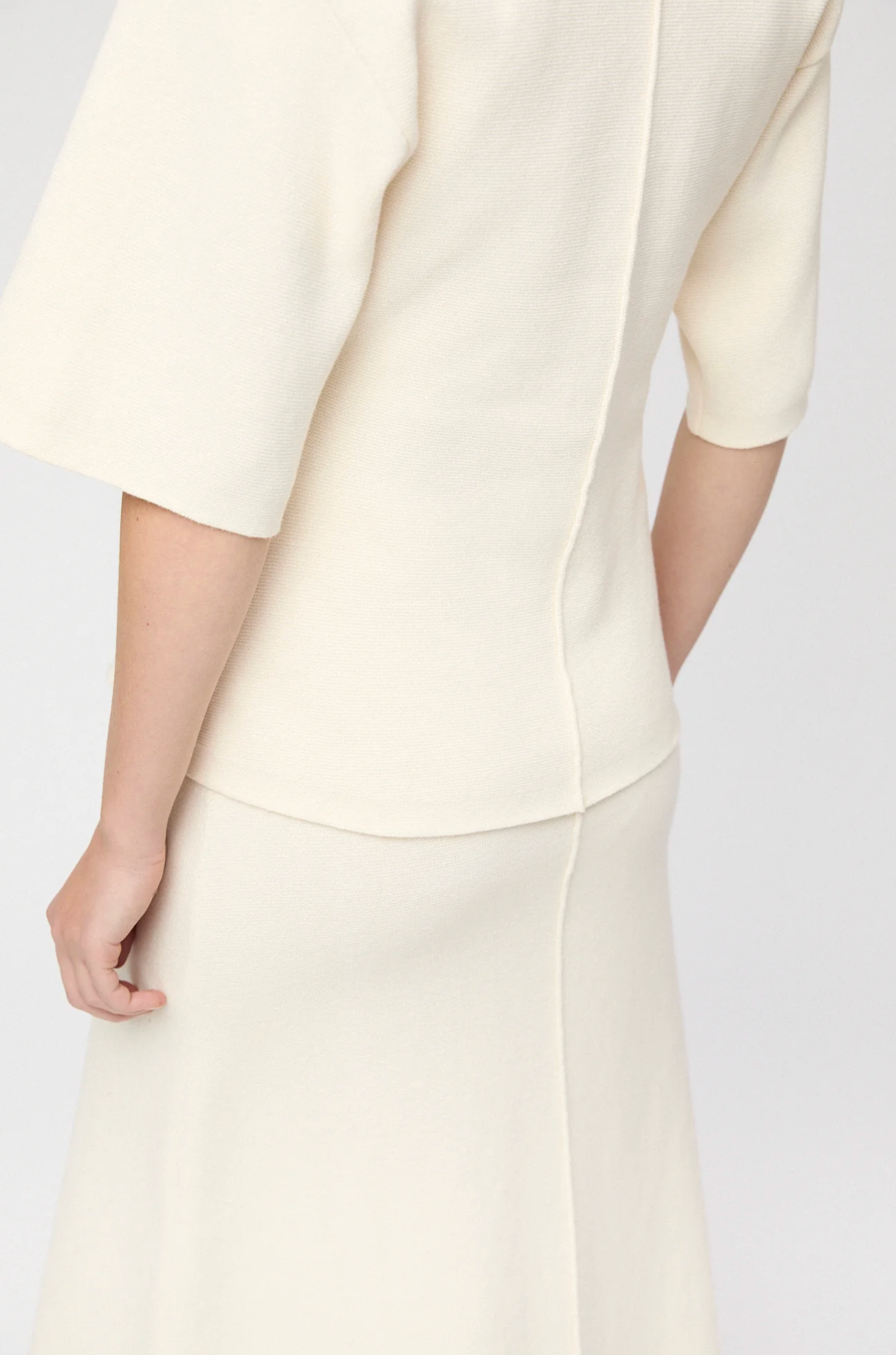 T Skjorte - Compact Knit Tee Macadamia