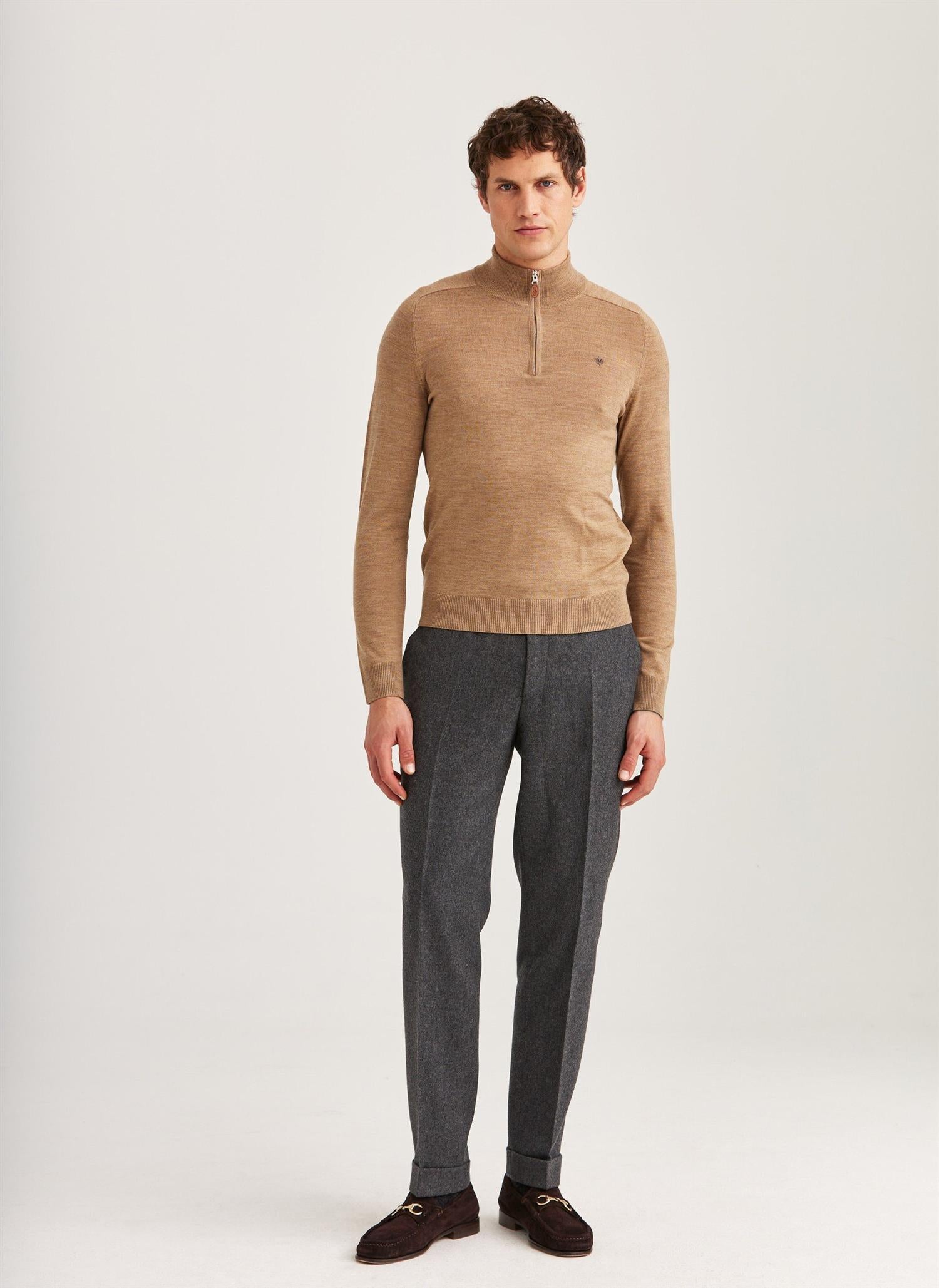 Genser - Merino John Zip Camel