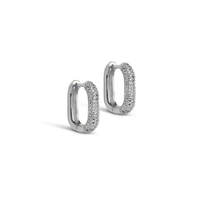 Øredobber - Sparkling Square Hoops Silver