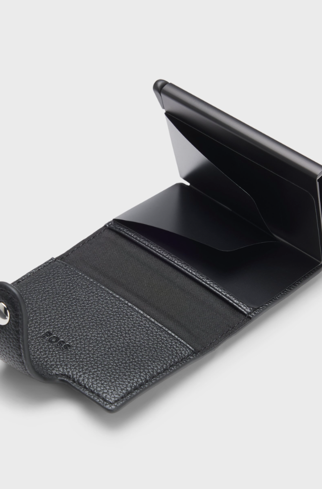 Kortholder - Grained Faux-Leather Card Holder Black