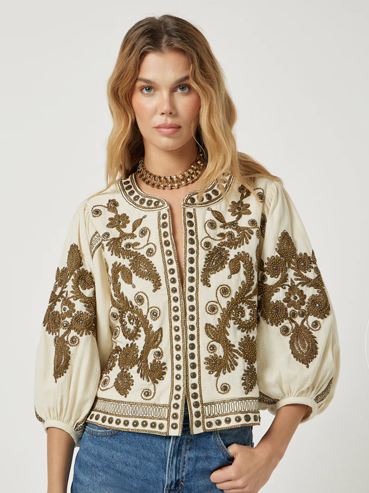 Jakke - Maris Jacket Vanilla With Olive Green