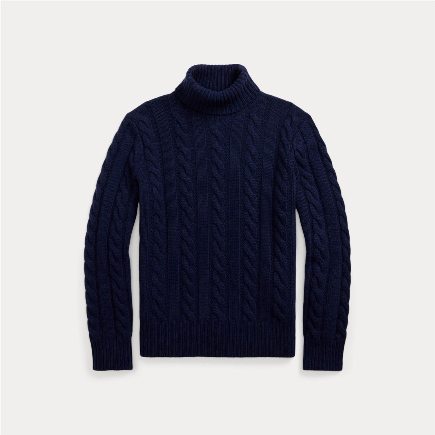 Genser - Cable Knit Wool Cashmere Sweater Hunter Navy