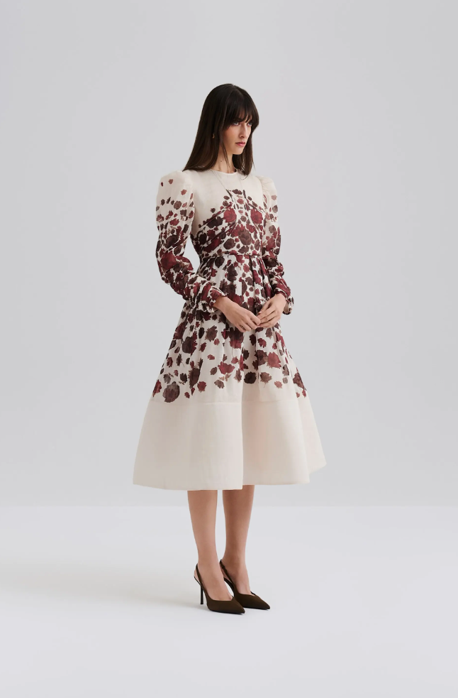 Kjole - Leoni Silk Blend Midi Dress Wine Peony