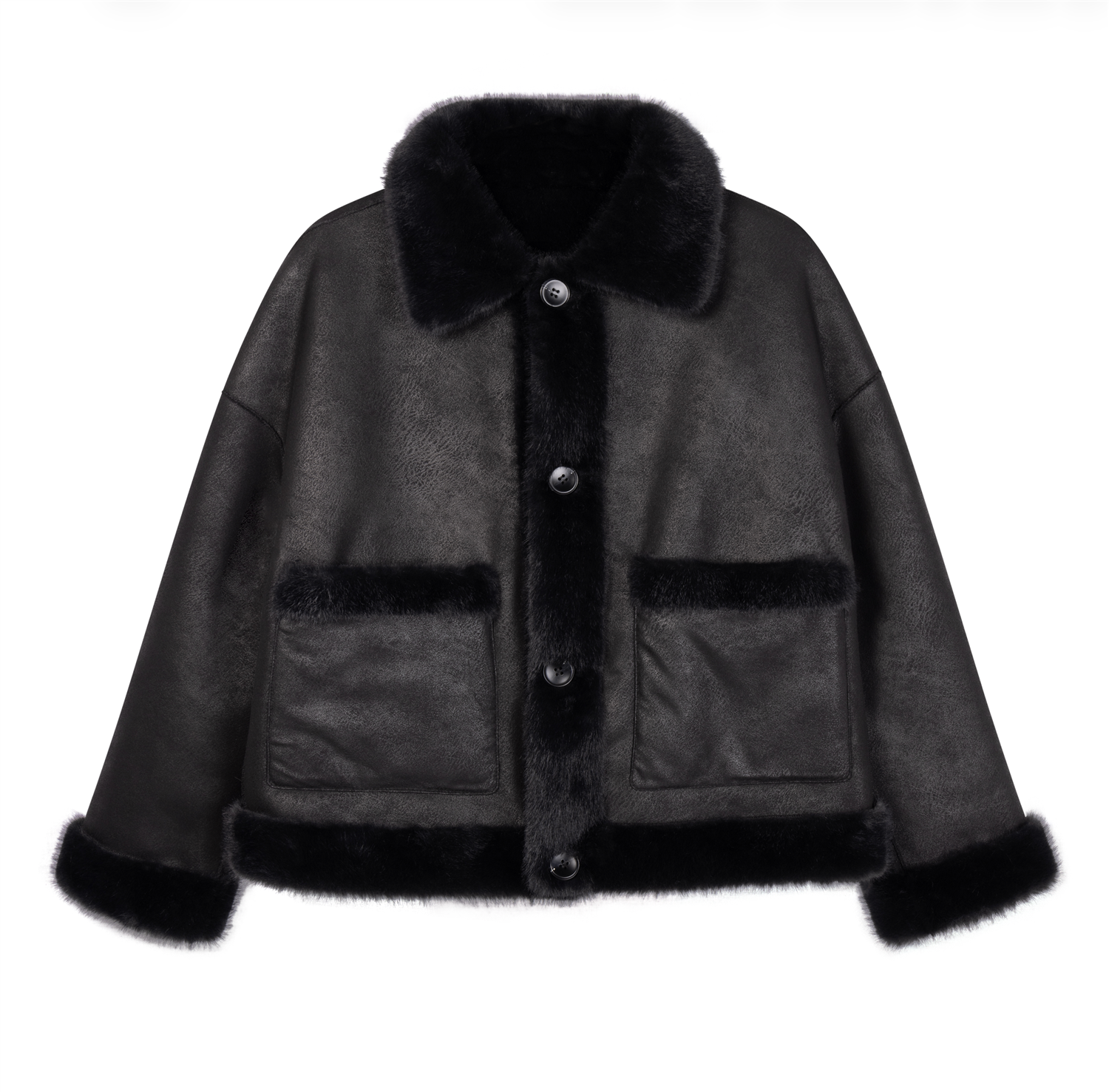 Jakke - Faje Faux Mink Dark Grey