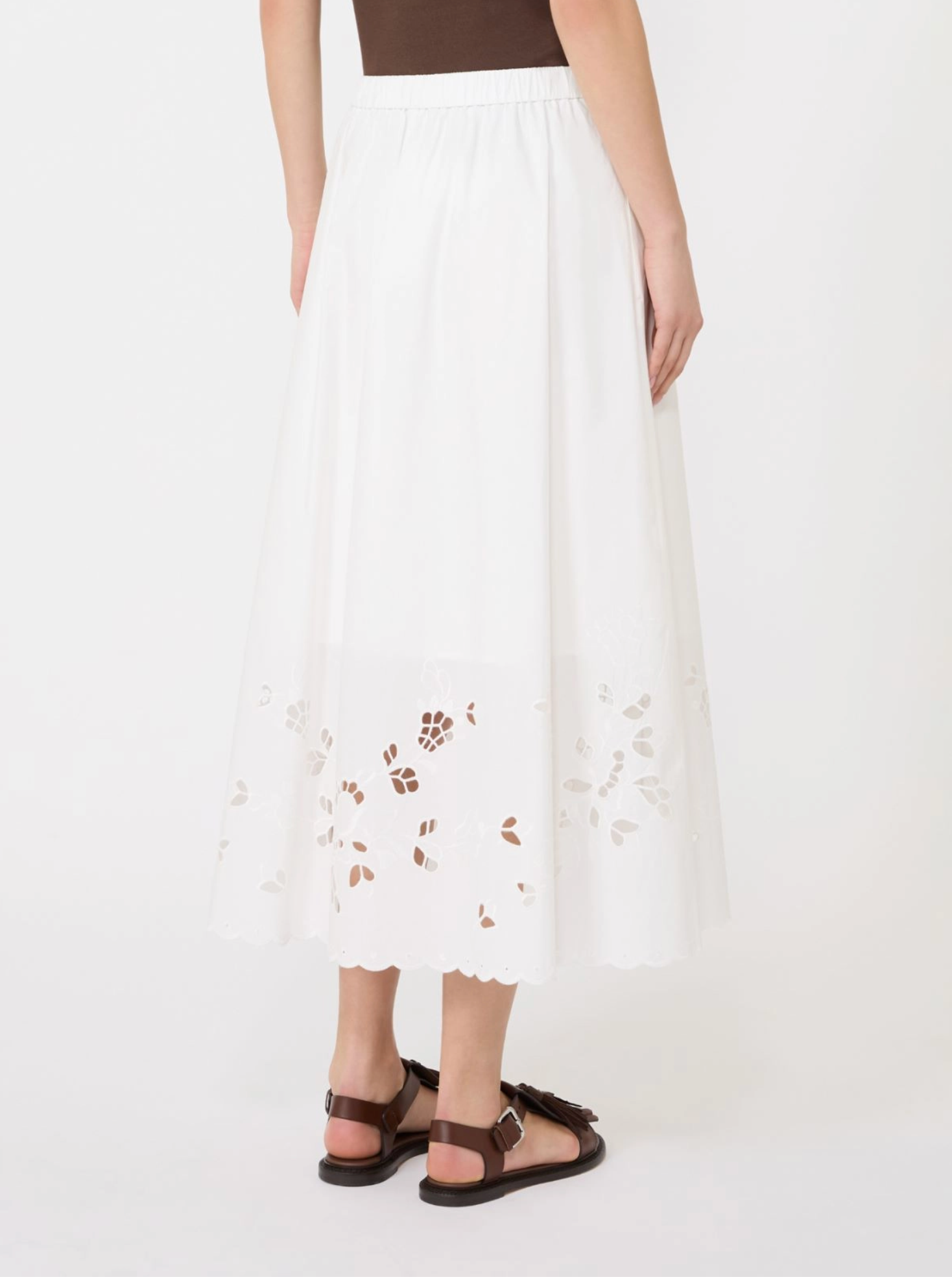 Skjørt - Cotton-poplin midi skirt - WHITE