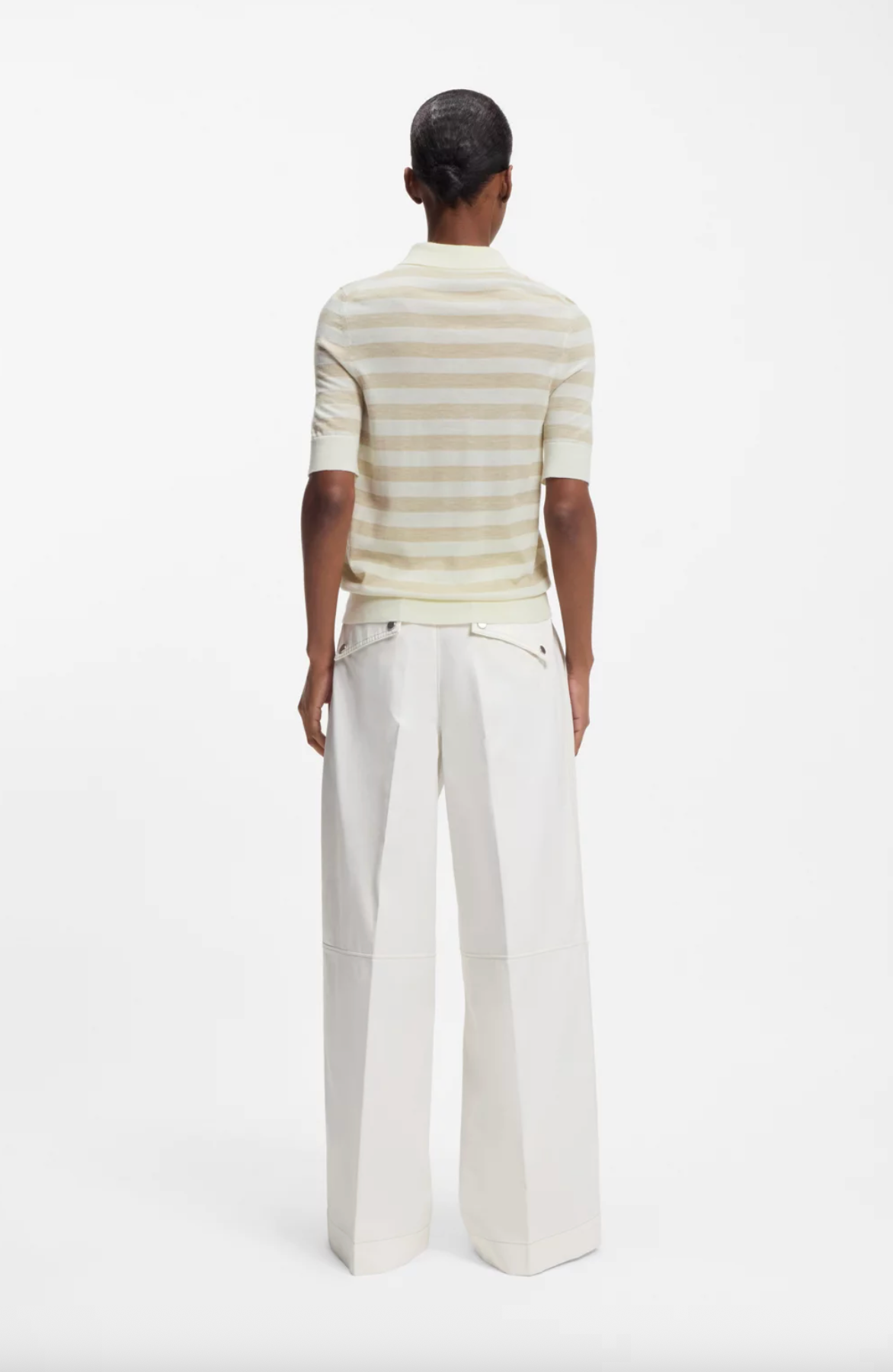 Topp - Short-sleeved sweater in merino wool with polo collar