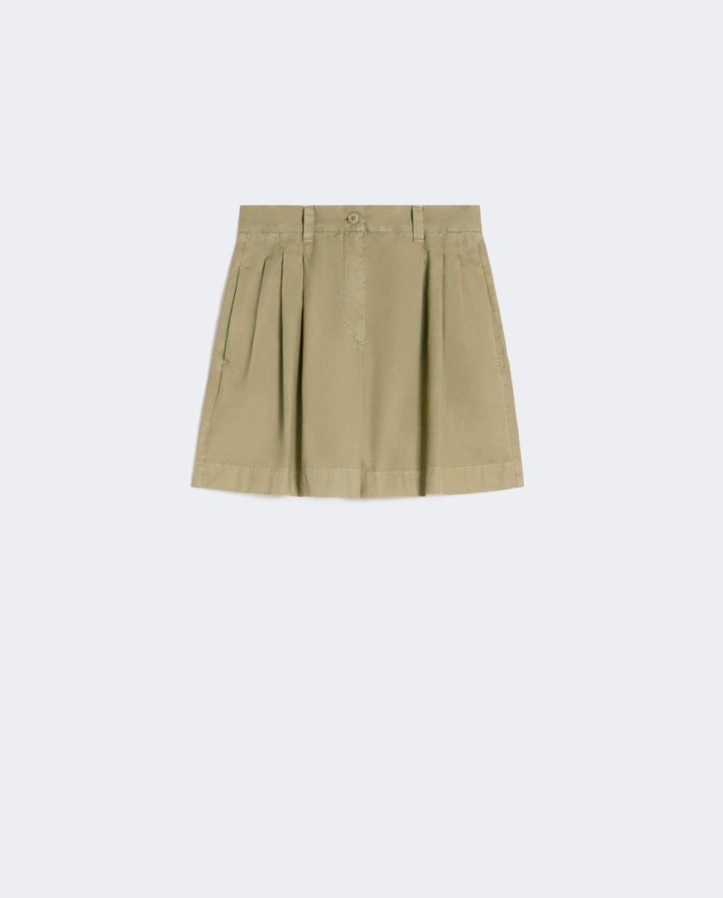 Shorts - Cotton Panama Bermuda Shorts Olive Green