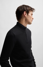 Genser - Ebenji Regular Fit Zip Neck Sweater Black