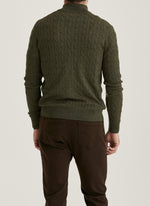 Genser - Merino Cable John Zip Olive