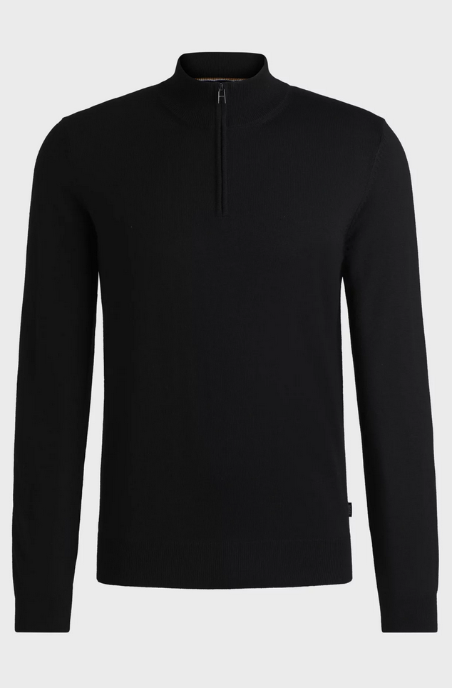 Genser - Ebenji Regular Fit Zip Neck Sweater Black