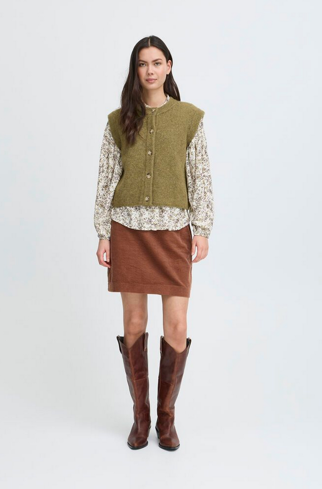 Genser - Irsilvi Knitted Vest Green Moss Melange