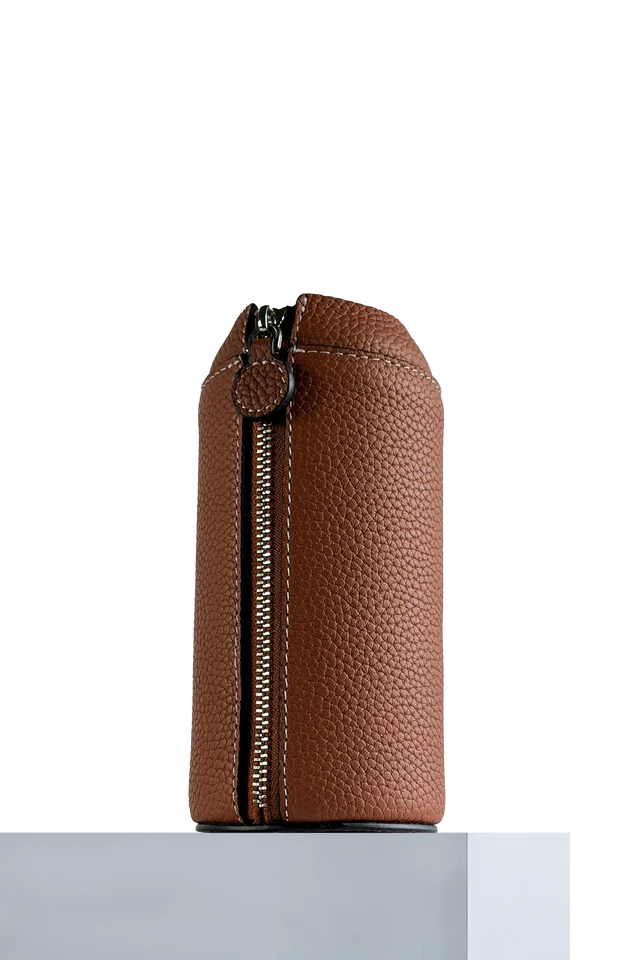 Drikkeflaske - Cognac Leather Sleeve