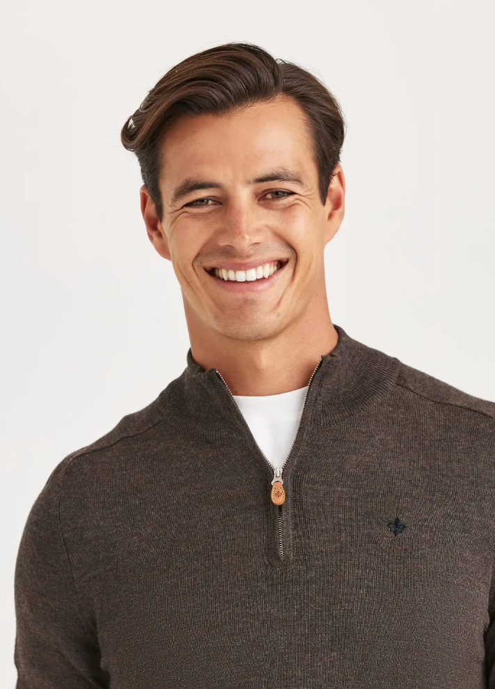 Genser - Merino John Zip Brown