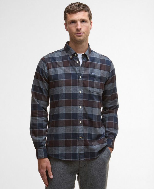 Skjorte - Valley Tailored Checked Shirt Dark Oak Brown