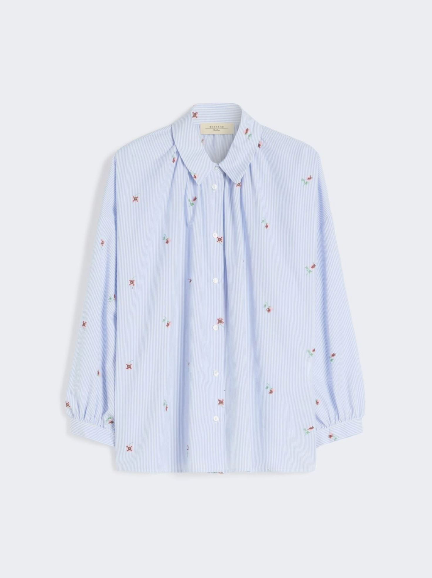 Skjorte - Butterfly Poplin Shirt with Embroidery Light Blue