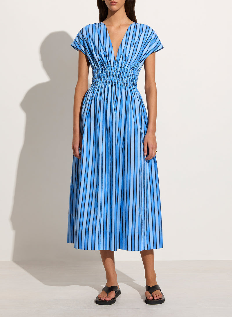 Kjole - Agnes Midi Dress Akaia Stripe Blue