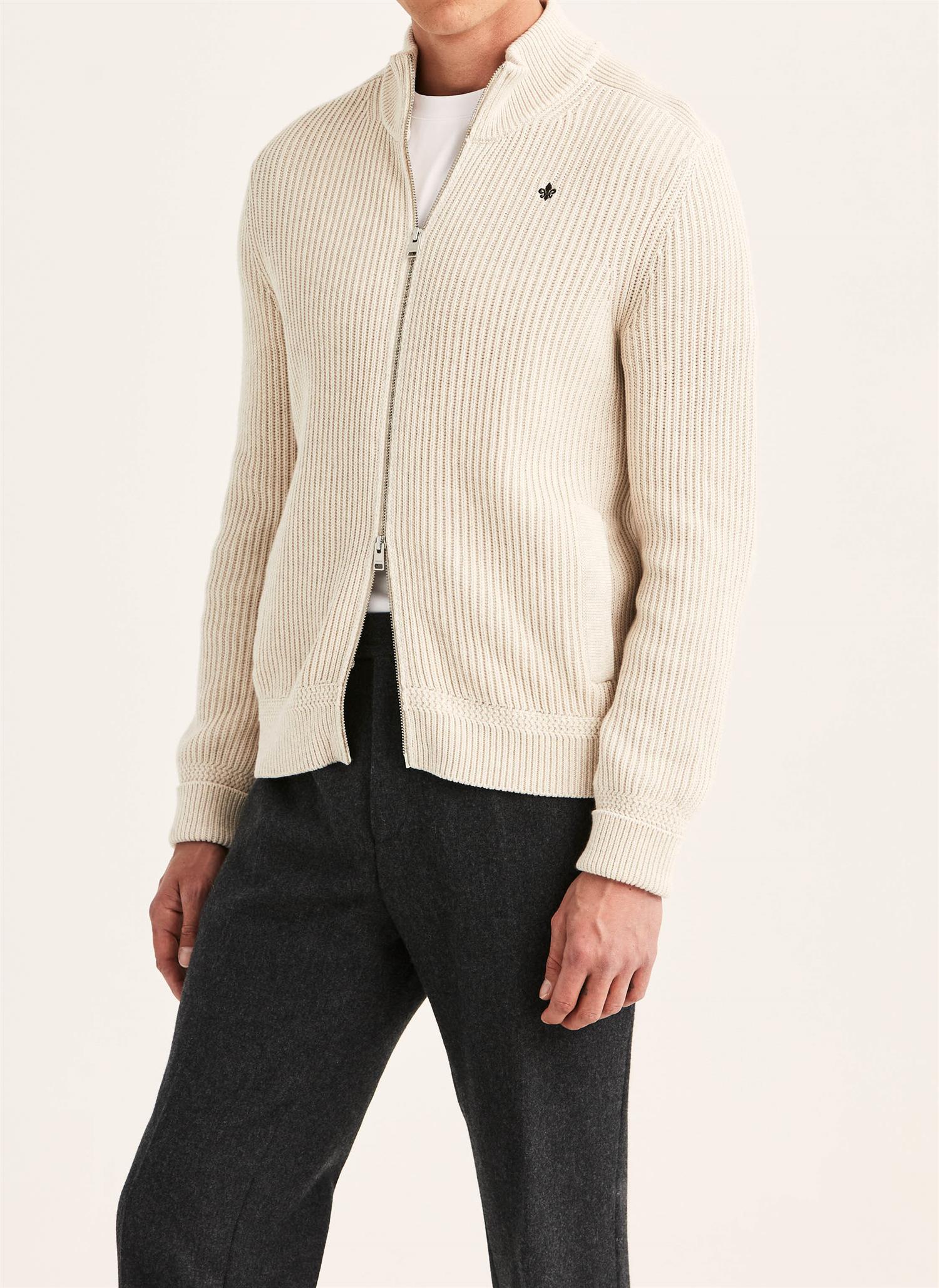 Cardigan - Duncan Zip Cardigan Khaki