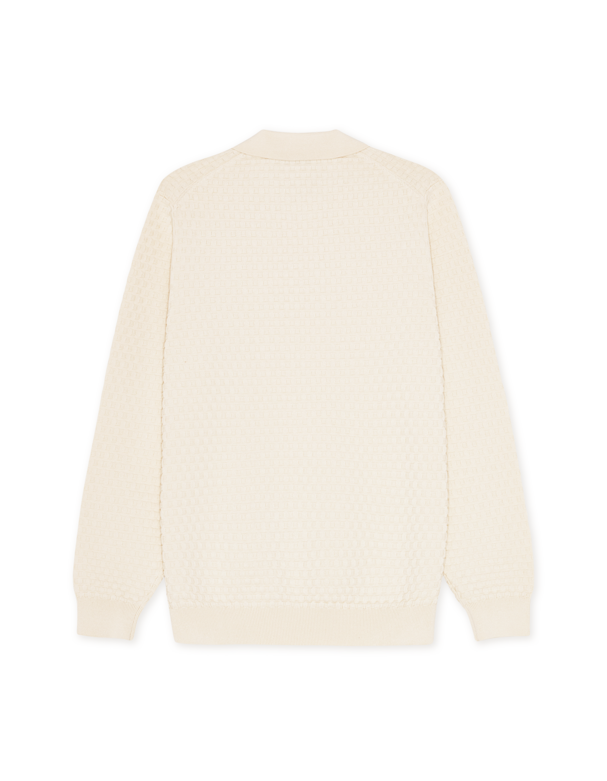 Genser - Billy Weave Knitted LS Polo Light Ivory