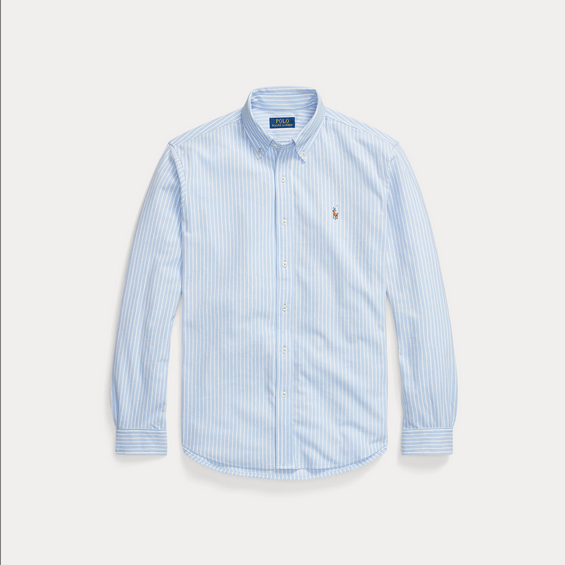 Skjorte - Knit Oxford Shirt Dress Shirt Blue/White