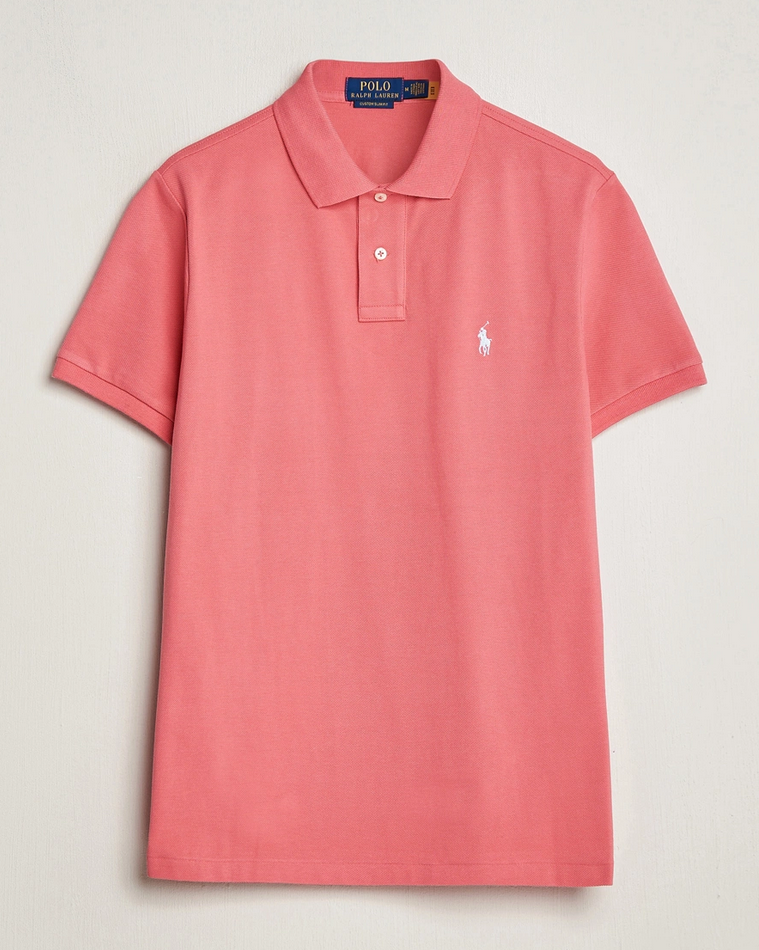 Pique - Custom Slim Fit Mesh Polo Shirt Pale Red
