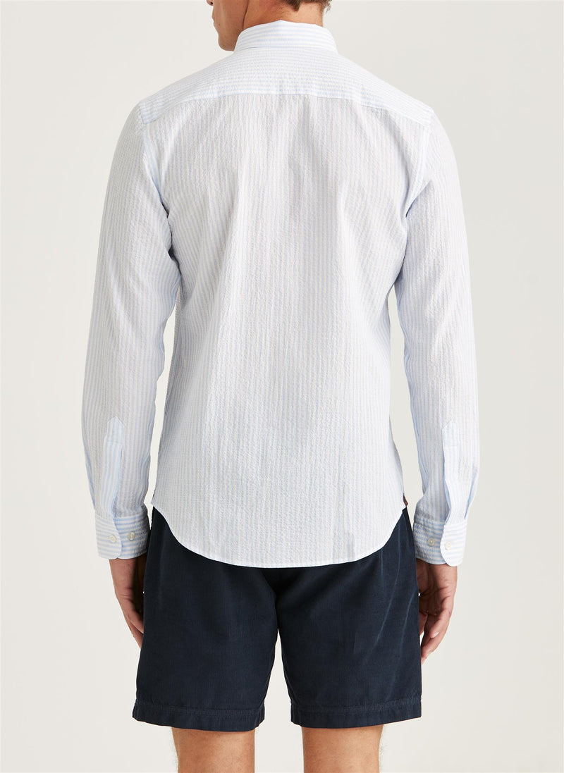 Skjorte - Seersucker Shirt-Slim Fit Light Blue