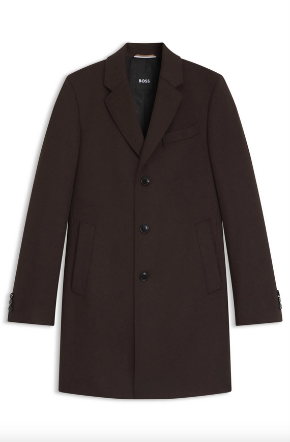 Frakk -  Slim-fit Coat in wool and cashmere dark brown
