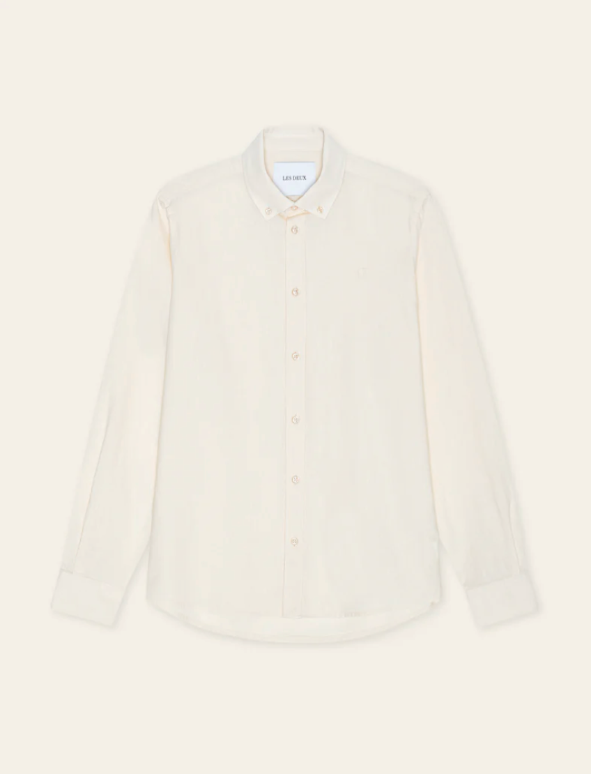 Skjorte - Konrad  Cotton Linen Shirt Eggnog White