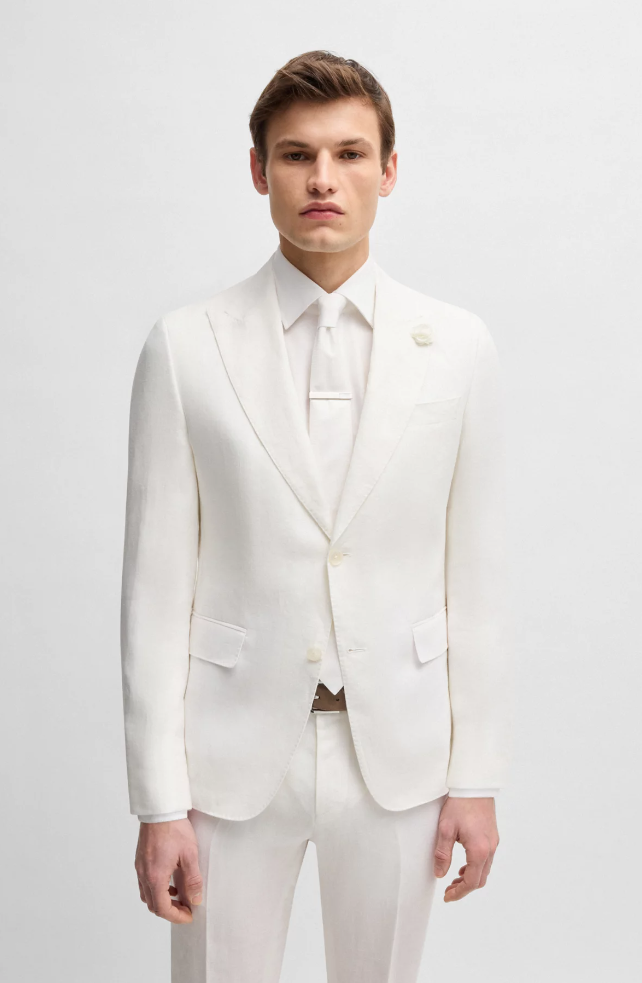 Blazer - Slim-Fit Blazer Linen Canvas White