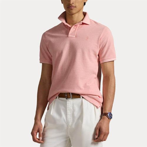 Pique - Custom Slim Mineral-Dyed Mesh Polo Shirt Rose