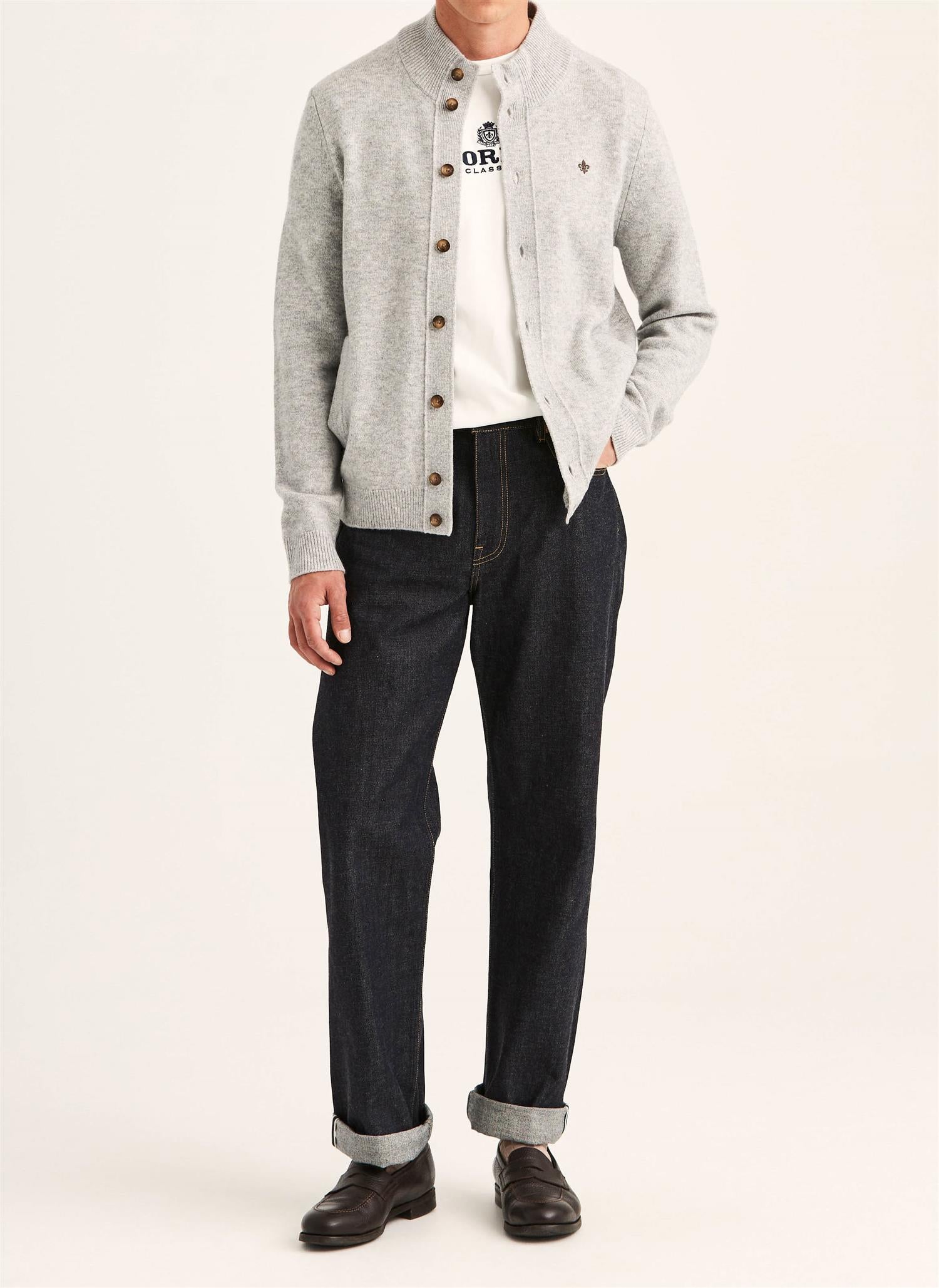 Genser - Hertford Button Cardigan Grey